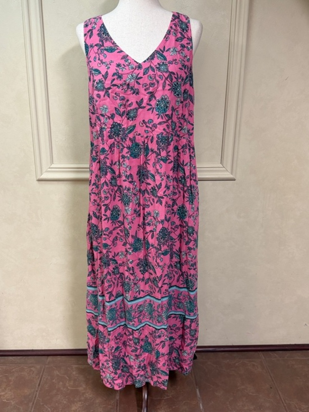 J.Jill Women's Medium Petite Dreamscape Border Maxi Dress